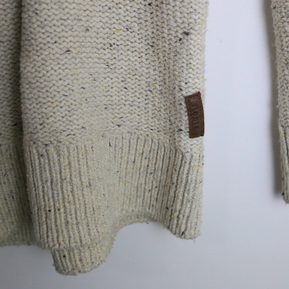 Roots Acrylic Wool Knit Speckled Oat Mix Crewneck Pullover Sweater Size Small - Picture 7 of 9
